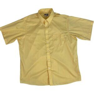IZOD Quick Dry Regular Fit Dress Shirt 17.5 Yellow Cotton Polyester